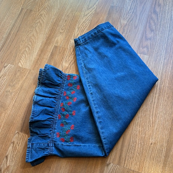 Jane Ashley Blue Maxi Skirt with Red Floral Embroidery - Picture 11 of 16